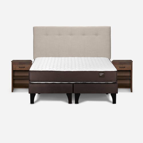 Cama Ergo T New 2 Pl Bd +respaldo New Bennet+velador Maurice