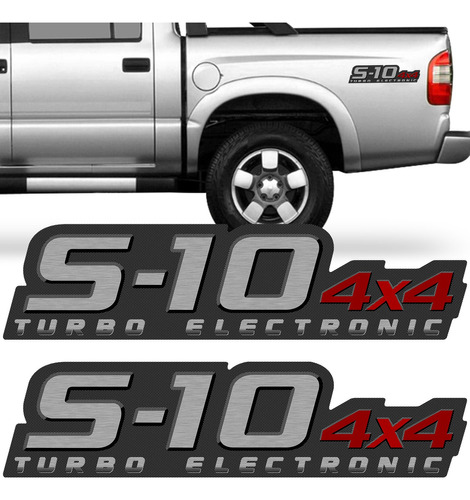 2 Adesivos Lateral S-10 S10 09/11 4x4 Turbo Emblema Vermelho