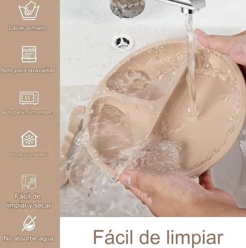 Set Alimentación Bebes Silicona Completo Plato Vaso Babero Turquesa