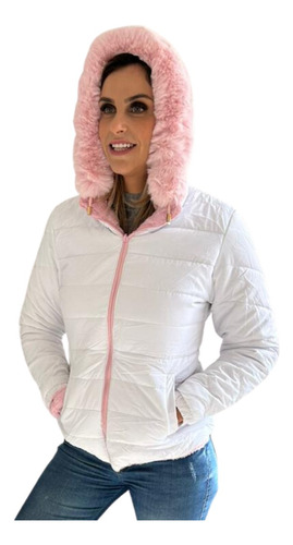 Jaqueta Puffer Dupla Face Feminina Corta Vento Acolchoada 