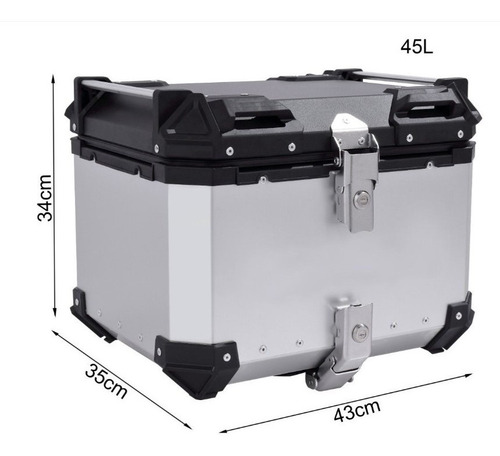 Caja Moto Top Case Aluminio Baul Trasero 45 L Con Respaldo