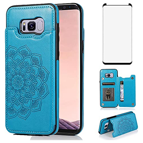 Funda Cartera Para Samsung Galaxy S8 Plus/s8+ Azul Pu Piel S