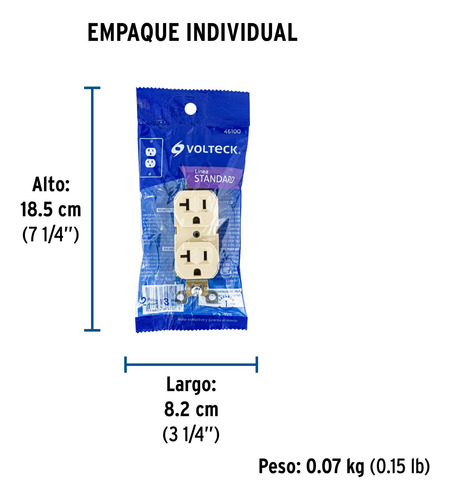 Contacto Duplex 2 P 3 Hil 20 A Stand Marfil Volteck 46100