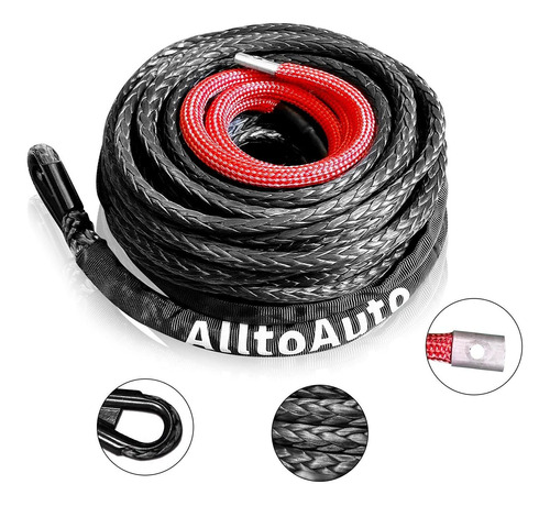 Alltoauto Cuerda De Cabrestante Sinttica, 3/8 Pulgadas X 85 