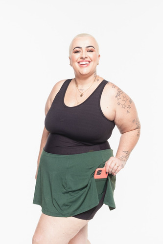 Imagem 8 de 10 de Shorts Saia Plus Size Esther Wonder Size Emana® Verde