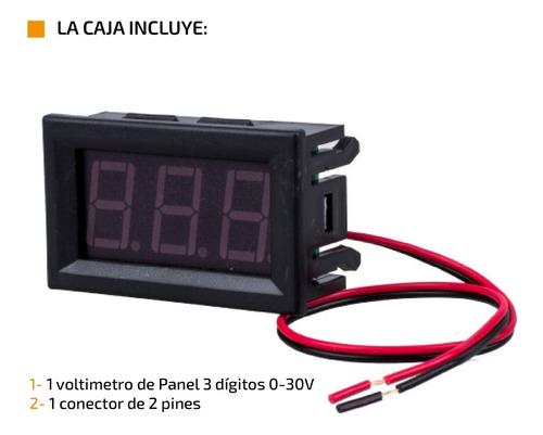 Imagen 5 de 5 de Volimetro De Panel Con Display Medidor De Voltaje 3 Digitos