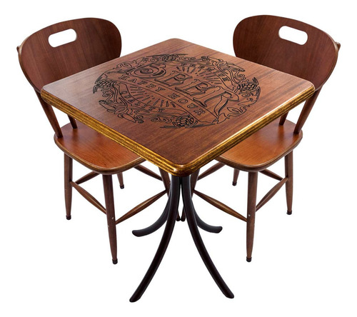 Mesa Madeira Quadrada Com 2 Cadeiras P/ Lanchonete Cafeteria Cor Madeira Natural Home Bar Desenho Do Tecido Das Cadeiras
