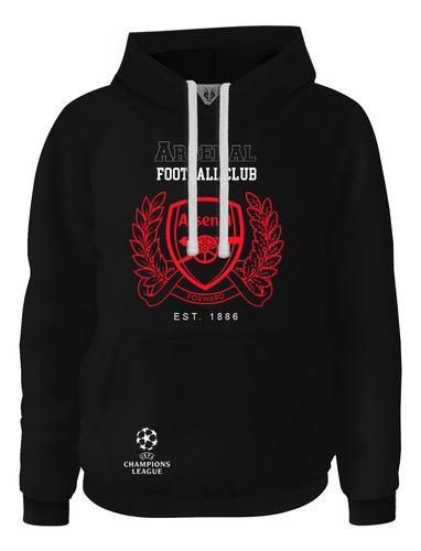 Hoodie Buzo Fan Escudo Red Arsenal Football Club  Futbol