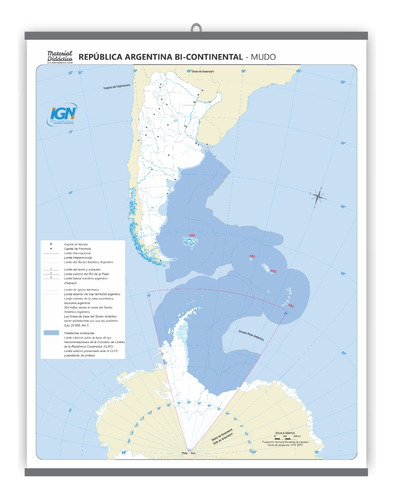 Mapa Argentina Bi Continental Mudo - Apto Marcador 90x70cm