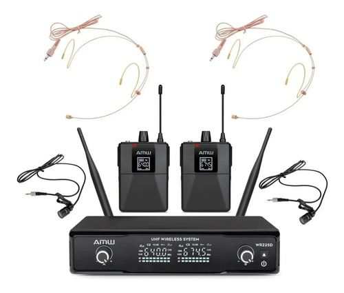 Amw Bu200 Microfone Sem Fio Duplo Digital Auricular + Lapela