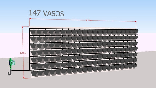 Kit Jardim Vertical 577 Vasos C Gotejamento Temporizador Aut