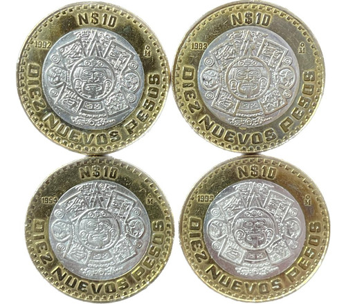 Colección 10 Nuevos Pesos 92, 93, 94 Y 95 Centro De Plata Au