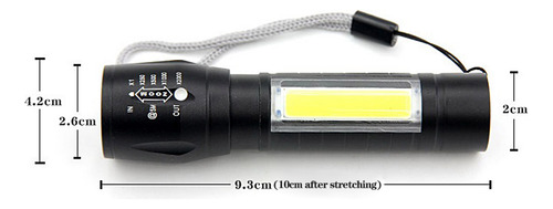 Mini Linterna Portátil Con Zoom Recargable Usb Cob