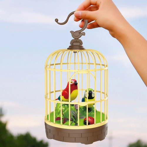 . Singing Chirping Bird En Jaula Realista Sonido Activado