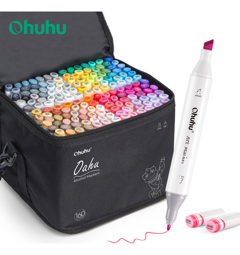 Conjunto De Canetas Marcadoras Ohuhu Oahu 160 Cores Alcohol