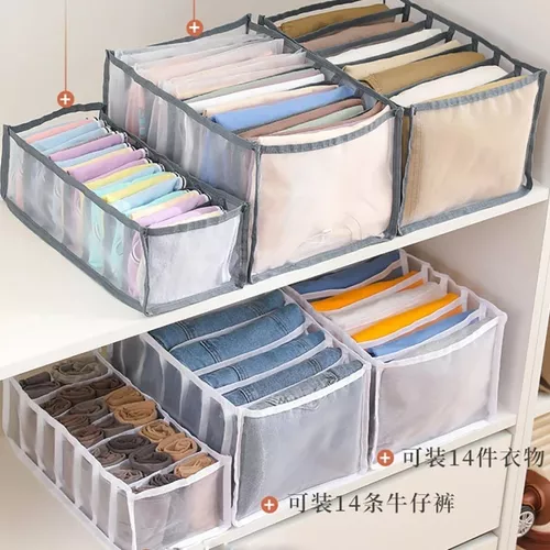 Organizador de Buzos Pantalones Jeans para Cajones Closet Dormitorio Color  Gris