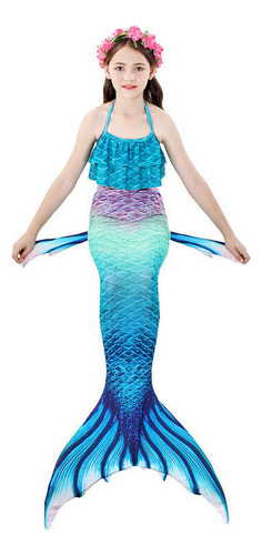 Kit Cola De Sirena Con Bikini Monoaleta Infantil