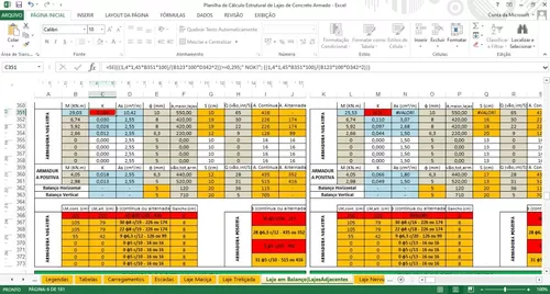 Planilha para cálculo de lances de escada 