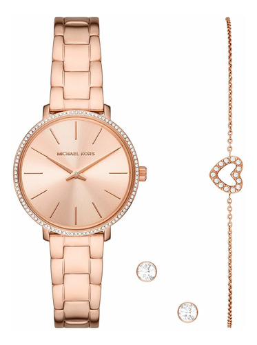 Reloj Mujer Michael Kors Mk1040 Cuarzo Pulso Oro Rosa En