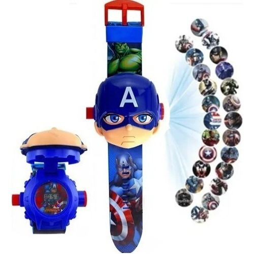 Capitan America Reloj Con Proyector Juguete Niños 24 Figuras