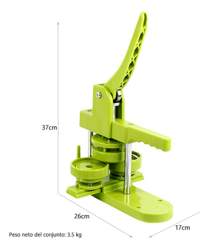 Máquina Para Botones Insignias De 58mm Prensa Práctica Útil Verde