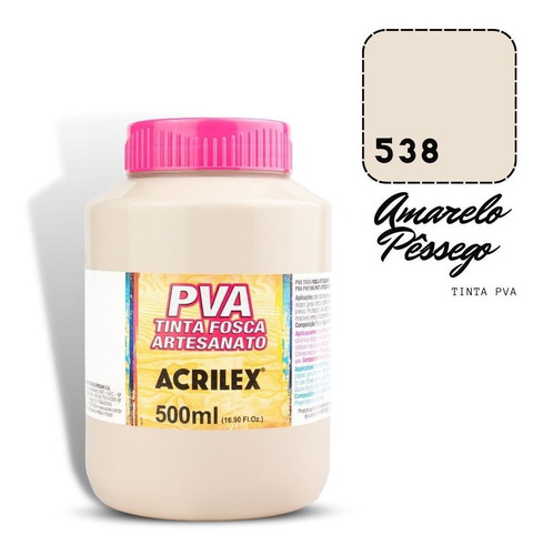 Tinta Pva Acrilex 500ml 538 Amarelo Pêssego