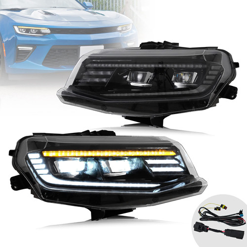 Faro Delantero Proyector Led Para Chevrolet Chevy Camaro Drl