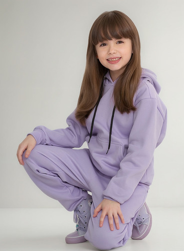 Conjunto Infantil Moletom Menina Calça Blusa Liso Juvenil