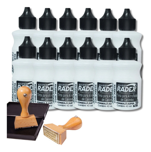 Kit 12 Tintas Pretas Carimbo