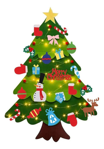 Árbol De Navidad De Fieltro Para Decoración De Pared Con Luz