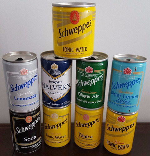 Lote Latas Schweppes Tonic Lemonade Malvern Soda Indian Ging