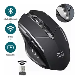 Inphic Bluetooth Mouse Upgraded Battery Level Visible, Ratón Inalámbrico Recargable Multi-device Tri-mode Bt 5.0/4.0+2.4ghz Con Silencioso,negro