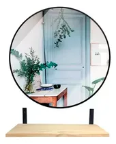 Comprar Combo Espejo + Estante Mensulas Hierro Madera Maciza 80 Cm