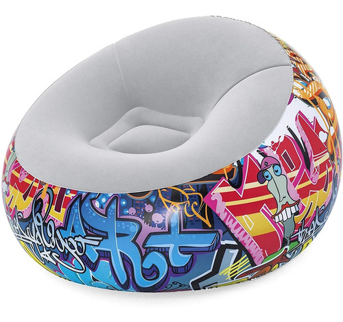 Imagen 1 de 8 de Mueble Cojín Silla Puff Inflable Diseño Graffiti 1.12mx66cm