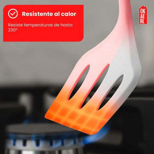 Set De Utensilios Silicon 19 Pzs Okaeri Cocina Kit Espátulas Cuchara Cuchillos Pinzas Tabla Color Negro