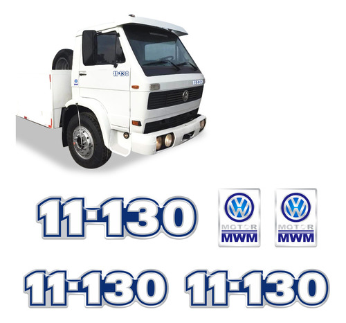 Kit Adesivo Emblema Resinado Caminhão Volks 11-130 + Mwm