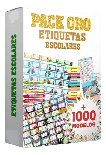 Kit Imprimible Etiquetas Escolares Pack Oro + 1000 Modelos