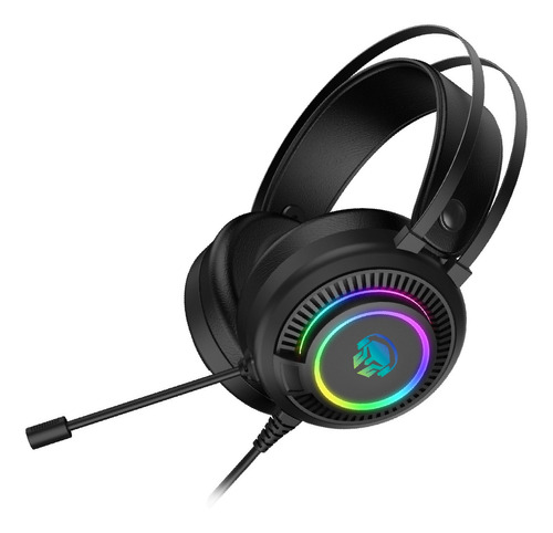 Audífonos gamer Cybeat Bison negro con luz  rgb LED