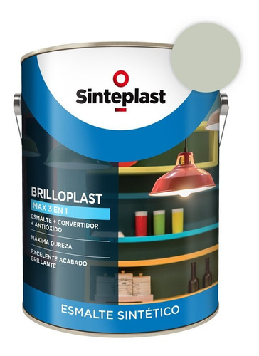 Esmalte Sintético + Convertidor Brilloplast 3 En 1 4lts Color Gris Perla
