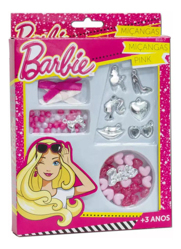 Kit De Miçangas Rosa Da Barbie Para Criar Braceletes Da Fun