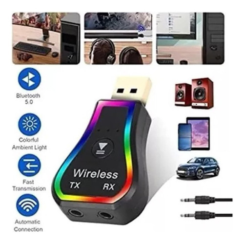 Receptor Y Emisor Bluetooth Para Audio Usb Tv Auto Auricular