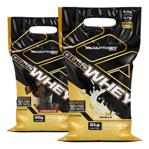 Combo 2 Gold Whey Concentrado 900g Adaptogen Original