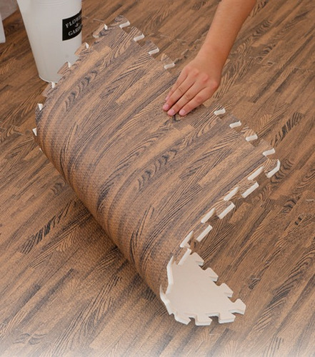 Imagen 3 de 10 de Piso Goma Eva Encastrable Alfombra Simil Madera 60x60x1cm