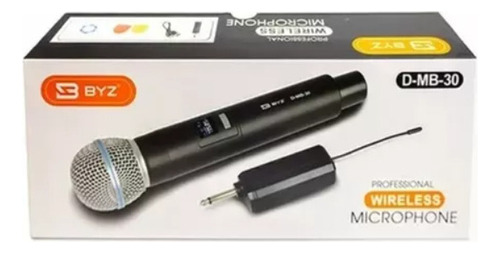 Microfone Sem Fio Dinâmico Redutor De Ruidos Recarregar Byz D-MB-30 Cor Preto