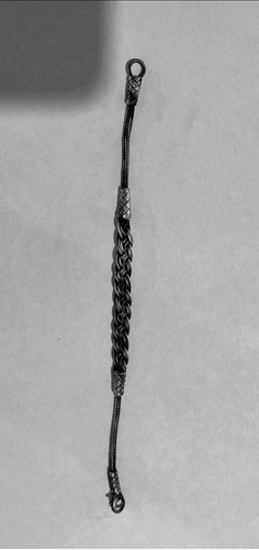 Imagen 4 de 4 de Elegante Pulsera Plata Negra .925 Tejido Para Hombre 7 Mm