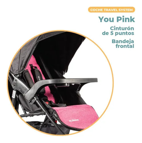 Coche Travel System Pikaboo You Rosado Rosa Negro