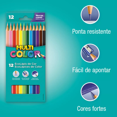 Kit 2 Lápis De Cor Multicolor Faber Castell Escolar 12 Cores