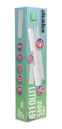 Imagen 6 de 8 de Luz de emergencia Atomlux 2045LITIO-LED con batería recargable 220V blanca