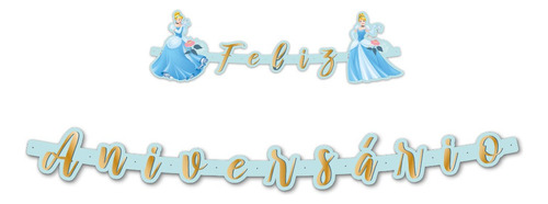 Faixa Feliz Aniversário Festa Cinderela - 01unidade - Regina