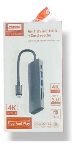 Hub Adaptador Usb C 6 En 1 Para Macbook iPad Tablet Notebook